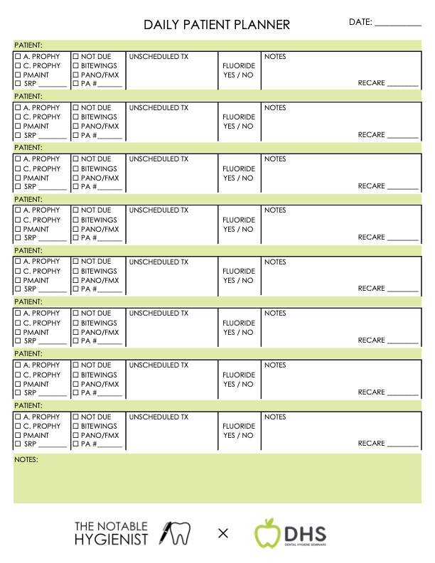 Daily Patient Planner - Digital Download